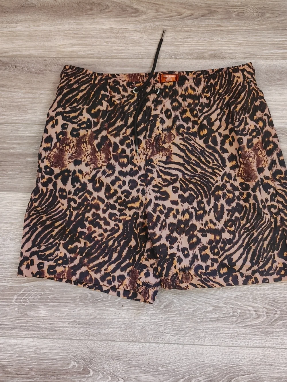 Consequence Swim Trunks Tan/Black Large Leopard